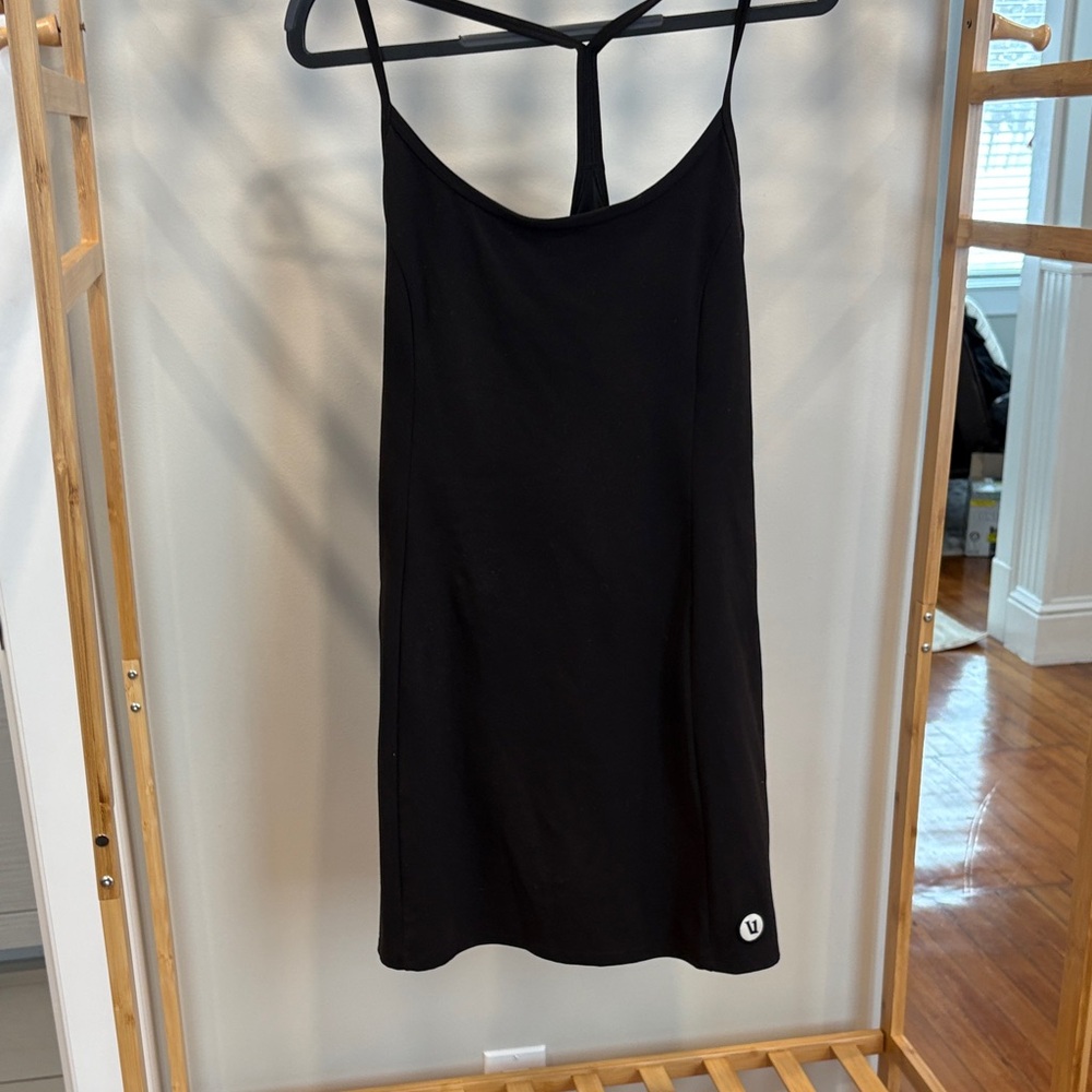 Chic Black Strappy Dress built in shorts Size Large